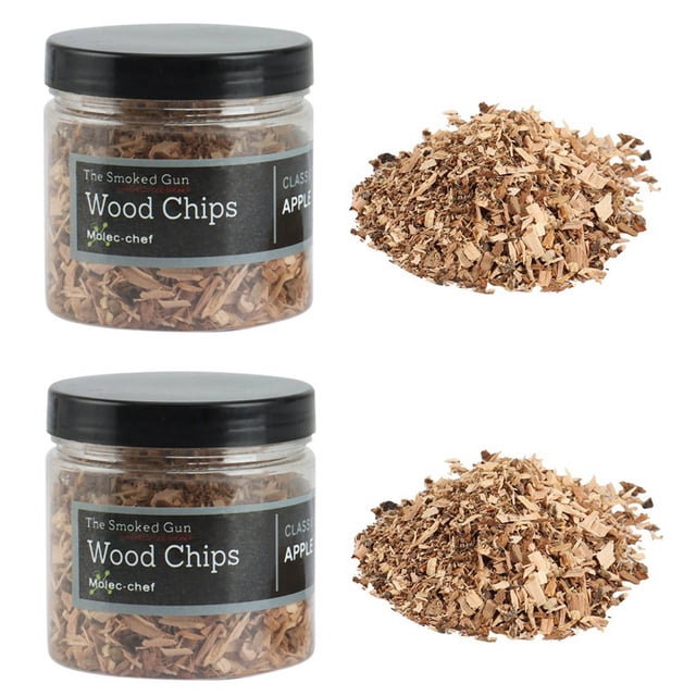 2X Juego de Astillas de Madera para Fumar Infusor - Madera para Ahumador de Alimentos Y Ahumador de Cócteles (Madera de Manzano)
