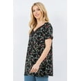 thumbnail image 2 of CELESTE Women's Floral Pattern Summer V-Neck Tunic Blouse Top Short Sleeve with Lace Details Small-3x Made in The USA Loose Fit Casual Everyday Wear, 2 of 4