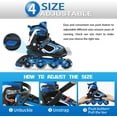 thumbnail image 6 of SubSun Kids Boys Inline Skates Adjustable Blades Skate Light up Wheels Blue Size M, 6 of 7
