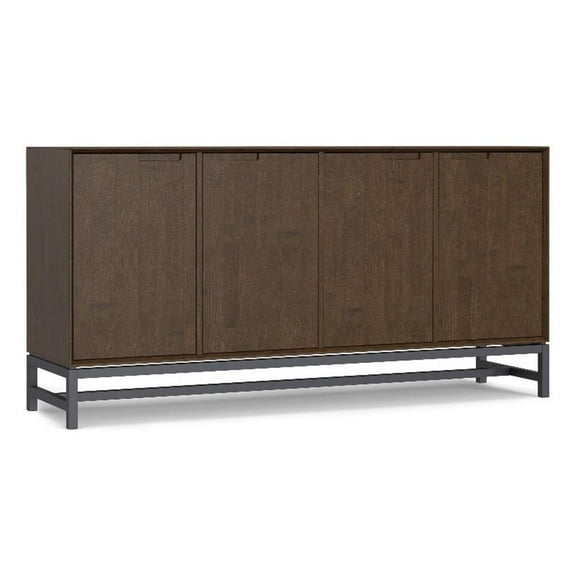 Pemberly Row SOLID WOOD & Metal 72x18" 4Door Sideboard Buffet in Walnut Brown
