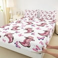 thumbnail image 3 of Manfei Western Cowgirl Bed Sheets Set Twin Size,Pink Blue Butterfly Bedding Sets Twin Size,Farm Hats Boots Bed Sheets Twin,Super Cozy Room Decor,3pcs, 3 of 7