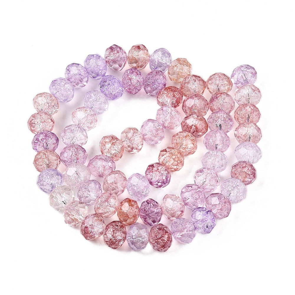 20strands Transparent Glass Beads Strands Faceted(32 Facets) Rondelle Plum 6x5mm Hole: 1mm about 80~85pcs/strand 38~40cm