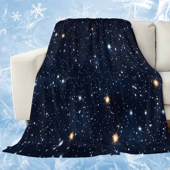 Blue Starry Sky Cooling Blanket, Lightweight Breathable Summer Throw Blanket with Double Sided Cold Effect, Universe Space Galaxy Night Star Picnic Beach Blankets Bed Sheet for Hot Sleepers 40"x60"