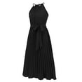 thumbnail image 4 of Birdeem Robe d'Été Décontractée pour Femme à Col Licou Sans Manches avec Ceinture, Évasée Plissée, Robes de Plage, 4 of 6