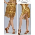 thumbnail image 5 of FEOYA Womens Belly Dance Hip Fringe Scarf Latin Dance Hip Scarf with Tassels Sequins Wrap Scarf Skirt for Music Festival Rave Party Clothing Gold, 5 of 7