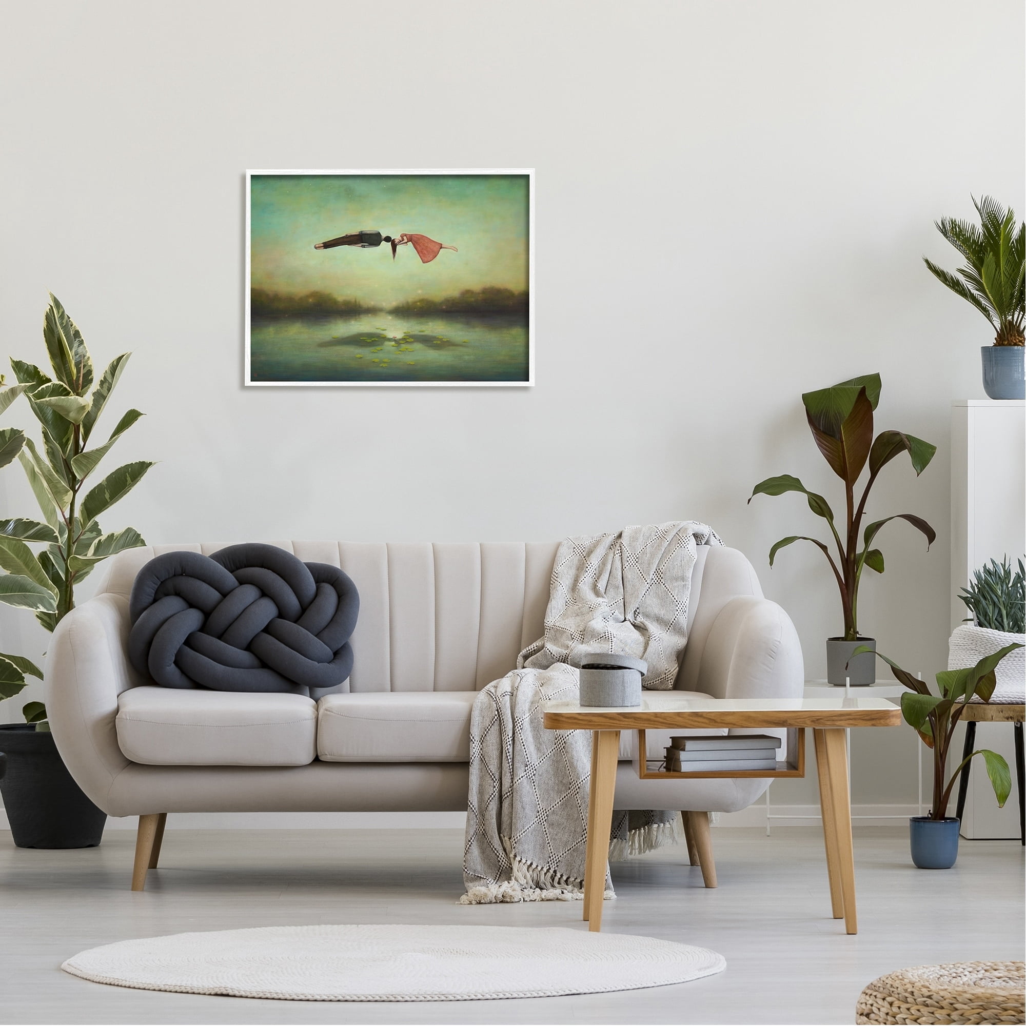 Stupell Industries Green Surreal Floating People Lake Distant Trees Framed Wall Art, 30 x 24, Design by Duy Huynh