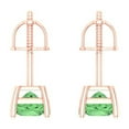 thumbnail image 4 of 1.5 ct Screw-Back Stud Earrings for Women | 5.0mm Princess Cut Simulated Green Diamond | 18K Rose Gold, 4 of 5