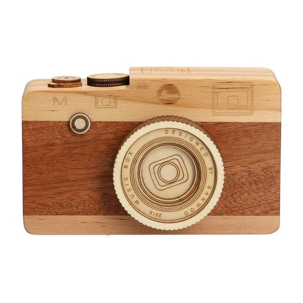 Toystoory Caja de música con cámara de madera, modelo de cámara Retro, juguete musical con forma de cámara decorativa, caja de música artesanal para Decoración del hogar Largo Toystoory HA025851-01