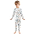 thumbnail image 3 of joogoo Hand Drawn Floral Butterfly 2 Piece Long Sleeve Tee and Pants Cotton Pajama Set 5Y, 3 of 7