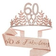 thumbnail image 1 of Cinta para el pelo de 60 cumpleaños y corona para mujer, corona de cumpleaños para decoraciones de fiesta de feliz 60 cumpleaños MFZFUKR BST3034146-3, 1 of 5