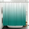 thumbnail image 3 of Lfeey Teal and White Ombre Waterproof Fabric Shower Curtain for Bathroom Decor, with Hooks, 72x72 inches, 3 of 5