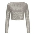 thumbnail image 2 of Luxalzxs Sequin Tops for Women Sparkly Glitter Evening Party Shiny Long Sleeve Blouses Clubwear Y2K Tops, 2 of 5