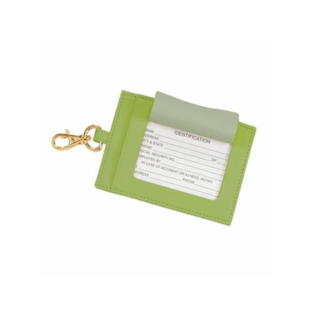 Royce The Big - Luggage tag - with window - hook - 5.98 in x 3.98 in - rectangular - key lime green - top-grain cowhide nappa leather