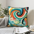 thumbnail image 2 of Velvet Decorative Throw Pillow Covers Set of 2, Soft Square Cushion Cover with Invisible Zipper Whimsical Colorful Waves Printing, 20"x20", 2 of 7