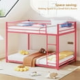 thumbnail image 3 of Zimtown Full-over-Full Bunk Bed, Low Profile Junior Bunk Bed Frame, Pink, 3 of 10