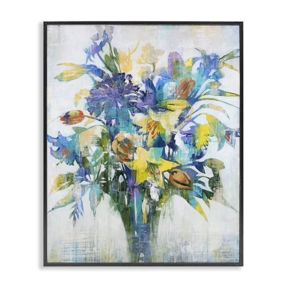 Stupell Industries Contemporary Distressed Bouquet Spring Flowers Blue Black Framed Giclee Art, 11 x 14, by Liz Jardine