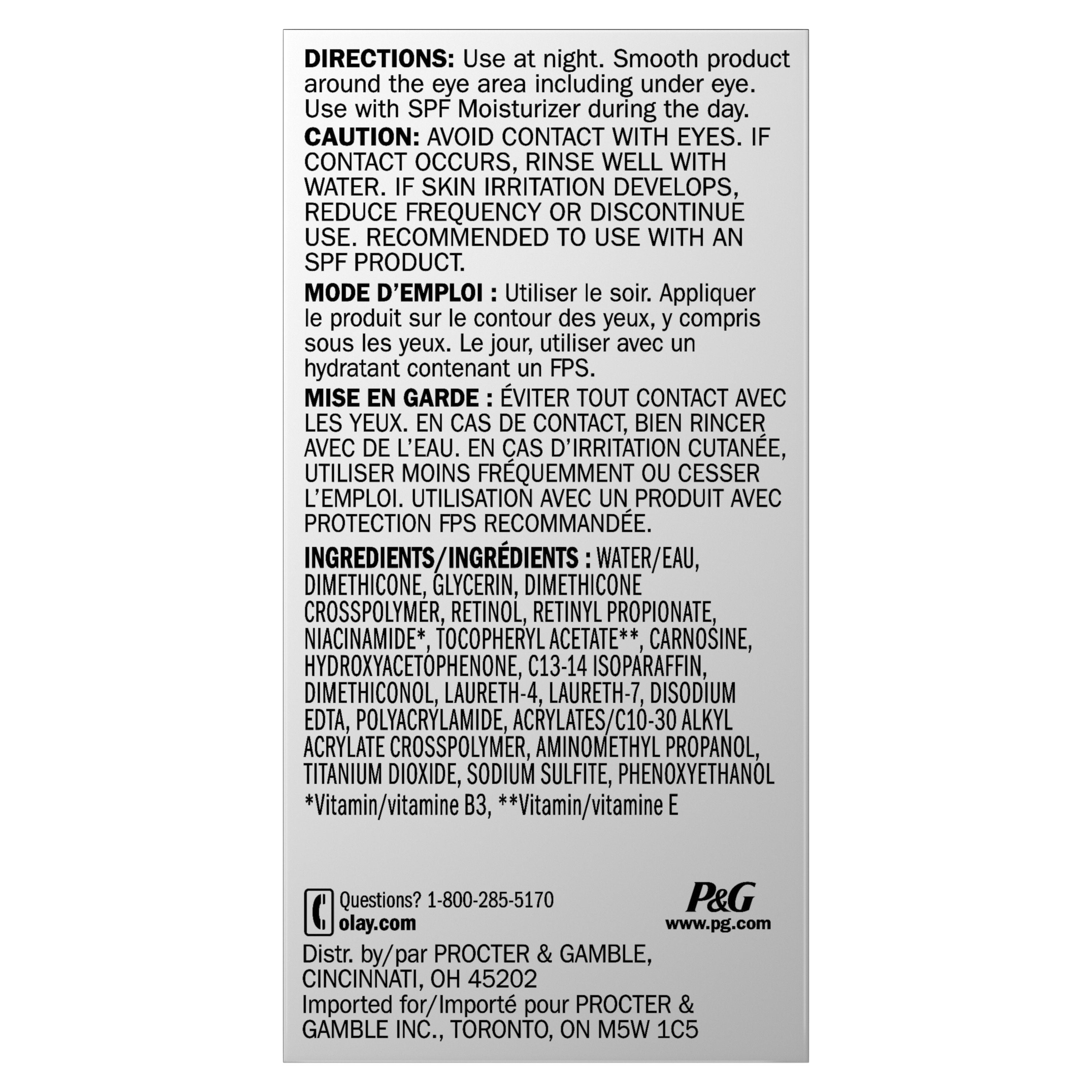 Crème de nuit pour les yeux Olay Regenerist Retinol 24 15 mL