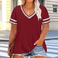 thumbnail image 2 of Auralook Oversized Tshirts for Women V Neck Short Sleeve Summer Color-Blocked Raglan Sleeves Casual Basic Loose Tops, 2 of 7