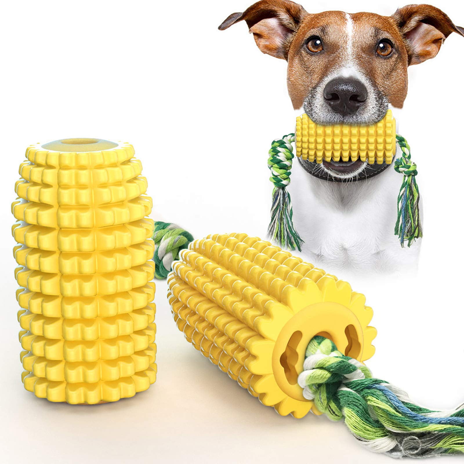 Lorddream Durable Dog Toys for Aggressive Chewers,with Double Suction  Cup,Indestructible Corn Molar Stick Teeth Cleaning and Food Dispensing  Multifunction Puzzle Toys for Dogs to Keep Them Busy 