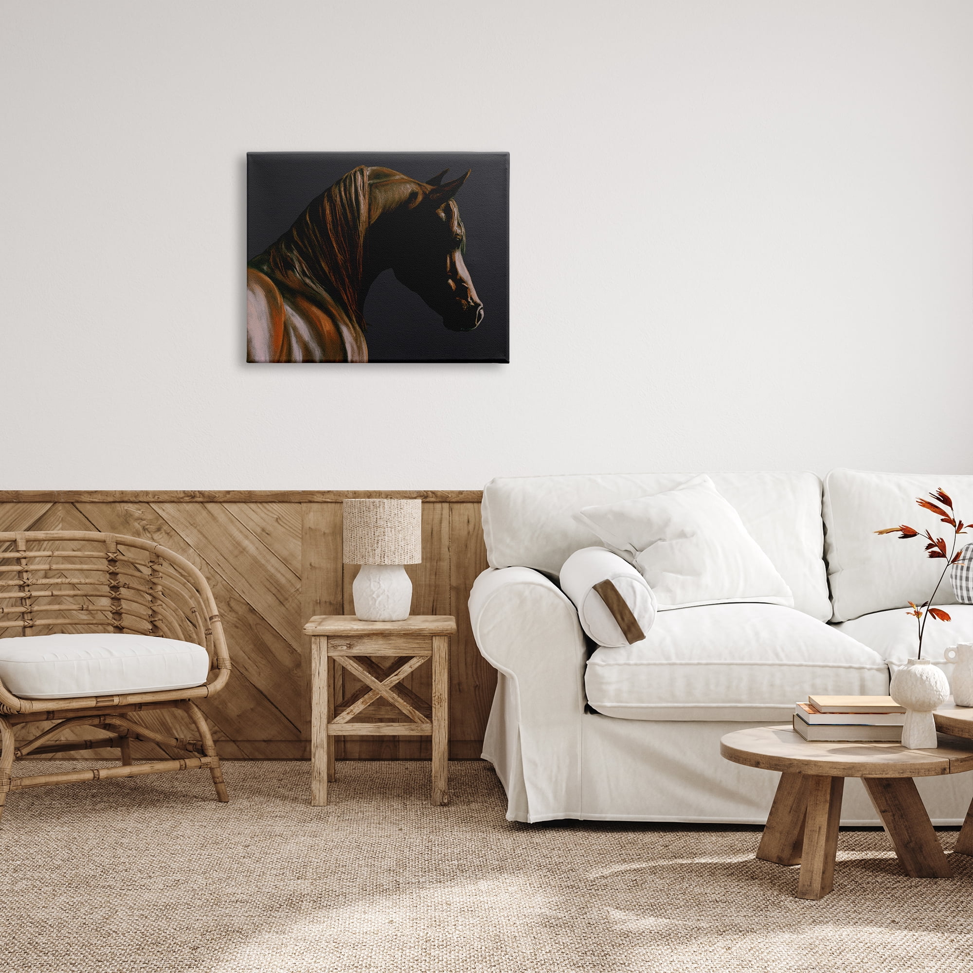 Stupell Industries Brown Horse Portrait Animals & Insects Painting Gallery Wrapped Canvas Print Wall Art, 30 x 24