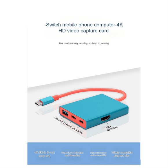 TYPE C HD Video Capture Card 4K Input Loop-Out Game Camera Live Recording USB 3.0 Docking Station