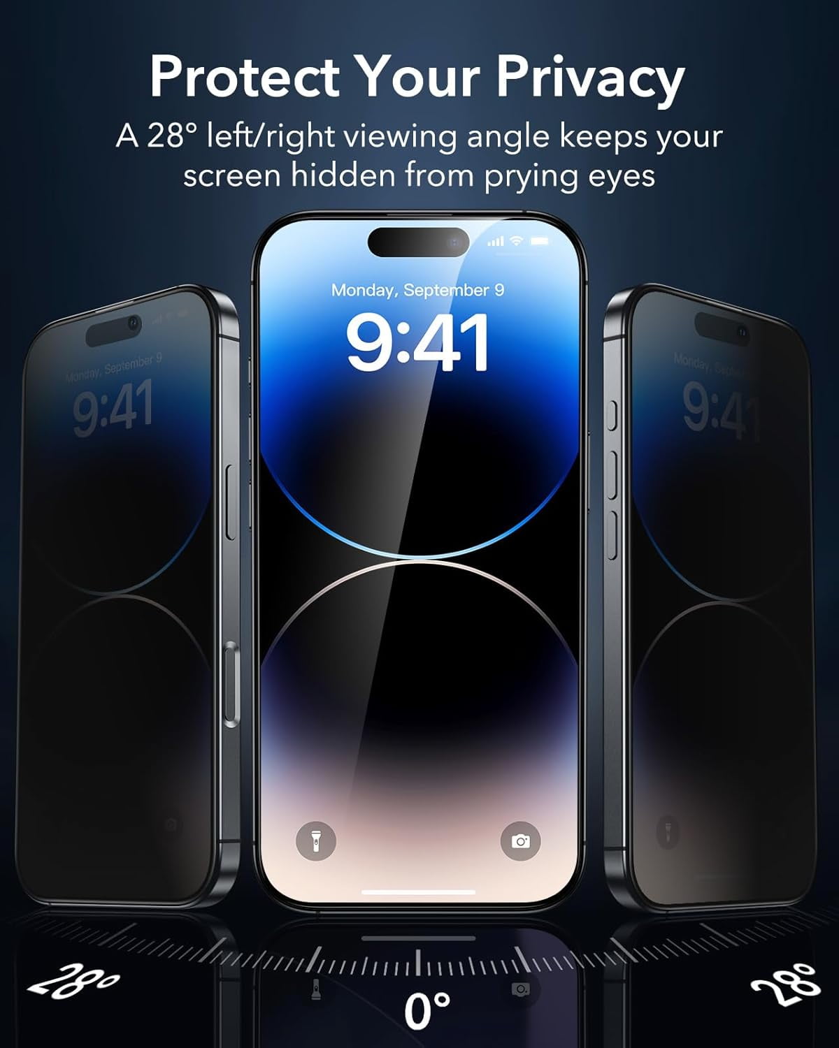 MHAWBL-3 Pack for iPhone 17e/iPhone 16e/iPhone 14/iPhone 13/iPhone 13 Pro Privacy Screen Protector, Anti-spy Tempered-Glass Privacy Screen Protector with Flawless Fit Tray