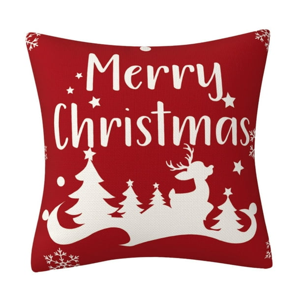 Funda de cojín navideña, decoración navideña, cómoda y decorativa, 45 x 45 cm Alce del árbol de Navidad