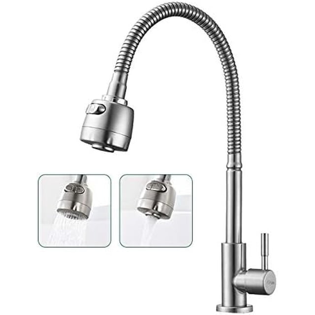 Innovative Kitchen Faucet, Stainless Steel Finish 360° Rotatable For Kitchen Sinks, Single Cold Type Water Tap Solid Stainless Steel, Easy Installation Elegant Appearance