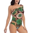 thumbnail image 3 of Sikiie Cactus 4 Print Women One Piece Swimsuits Tummy Control One Shoulder Bathing Suits Ruffle Swimwear, From S to XXL-Medium, 3 of 6