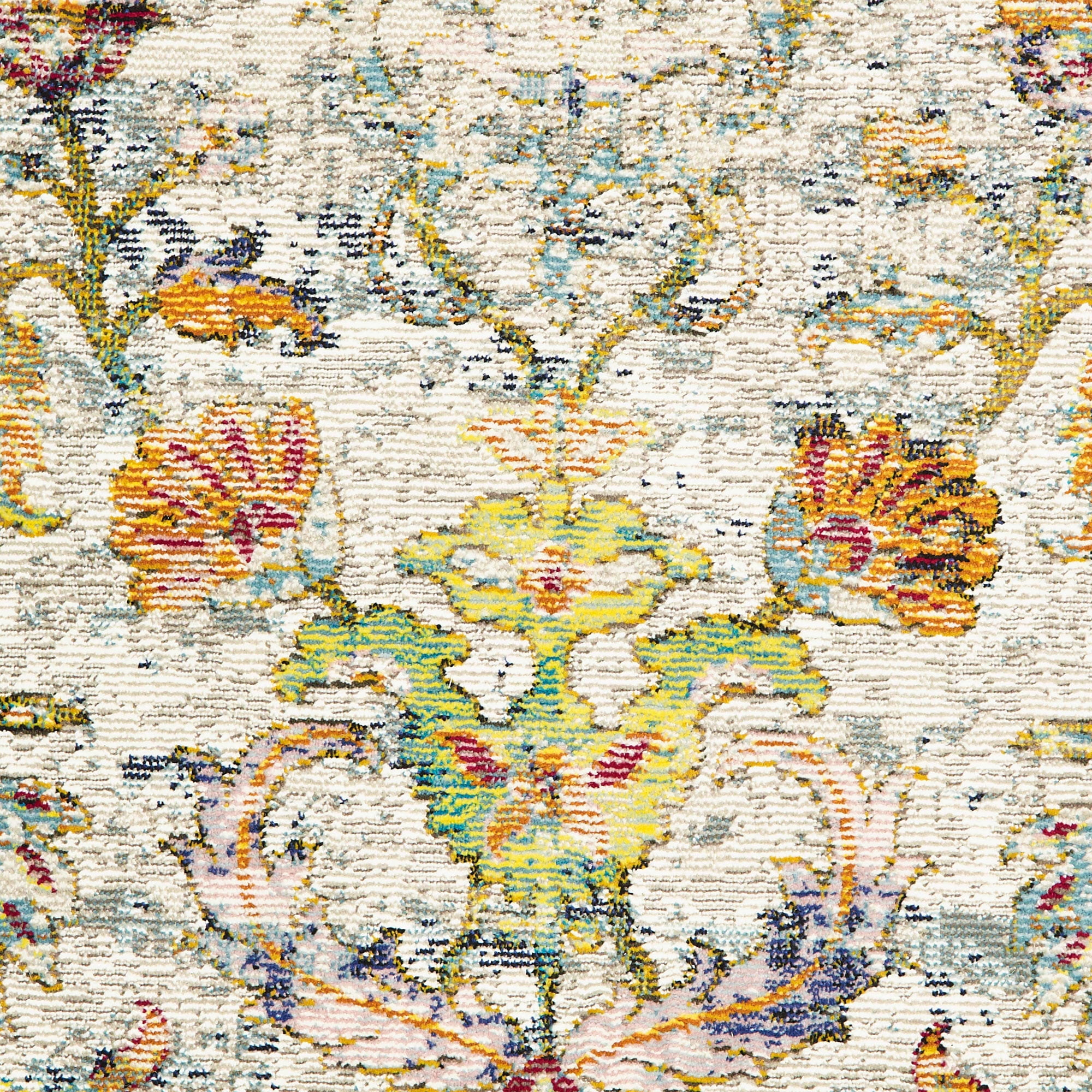 LR Home Ada 7'9" x 9'9" Green/Gray Distressed Floral Indoor Area Rug