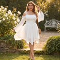thumbnail image 4 of KLHDSF Women's Renaissance Fairy Dress A Line Boho Corset Dress | Long Bell Sleeves Off-shoulder Dress with Pockets, Comfortable Chiffon, for Ren Fair, Pirate Medival Halloween Themed Party White XXL, 4 of 8