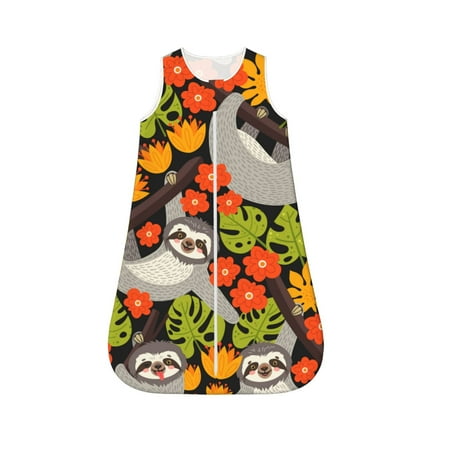

Qokaie Sloth on the Branch Print Baby Sleep Sack Sleeveless Baby Sleeping Bag with 2-Way Zipper Sleep Sack for Toddler 12-18 Months-Medium