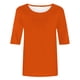 thumbnail image 4 of Camisas Sentuca de manga 3/4 para mujer 2024, blusas casuales lisas con cuello redondo, naranja M, 4 of 5