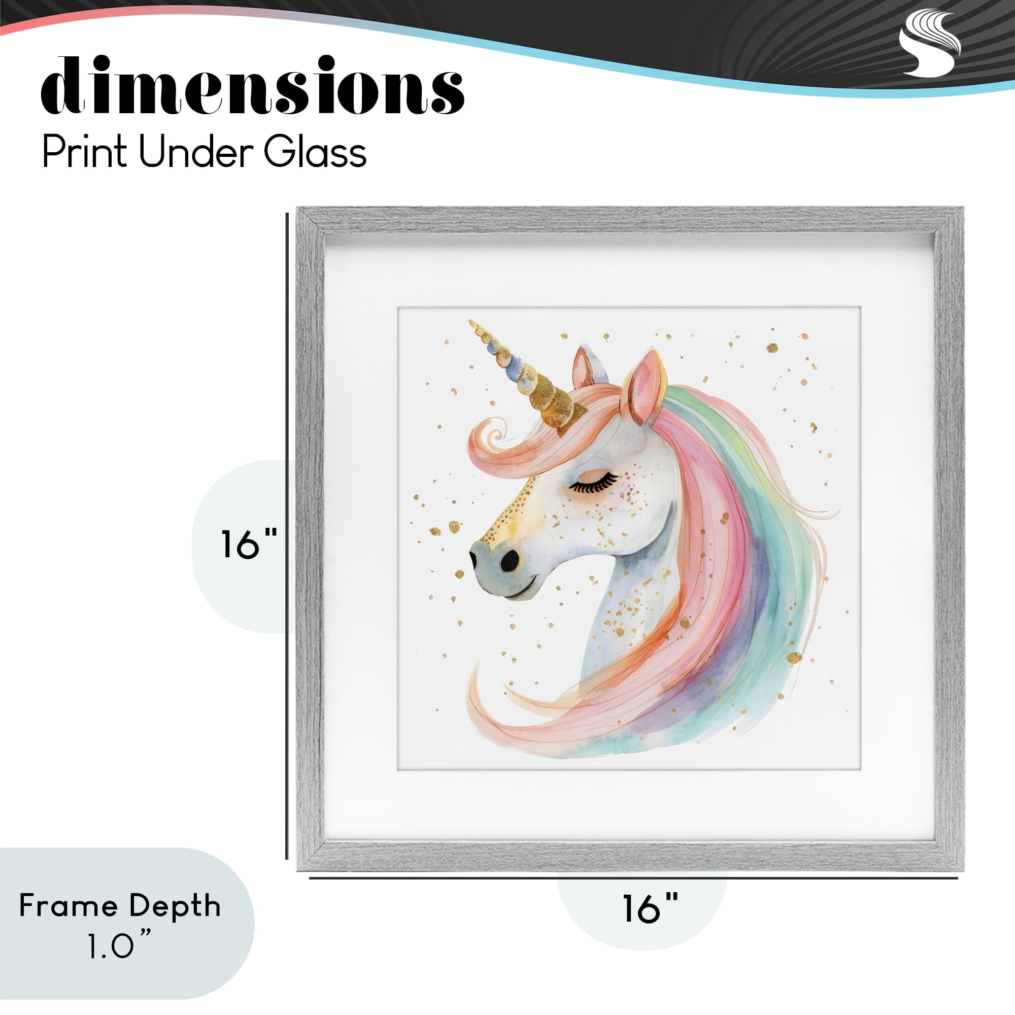 Stupell Industries Gold Speckled Pastel Unicorn Gray Framed Print Under Glass, design by Creative Studio