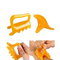 Scraping Massage Comb,QZS Yellow Durable Foot Massager for Home,Set of 2 Reusable Guasha Facial Tool for Body,Face,Shoulder