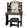 thumbnail image 6 of Vabches Vanity Desk Set with Mirror and Lights, Large Makeup Table with Charging Station, Comfortable Stool, 2 Drawers, Lots of Storage Shelves, 6 of 10