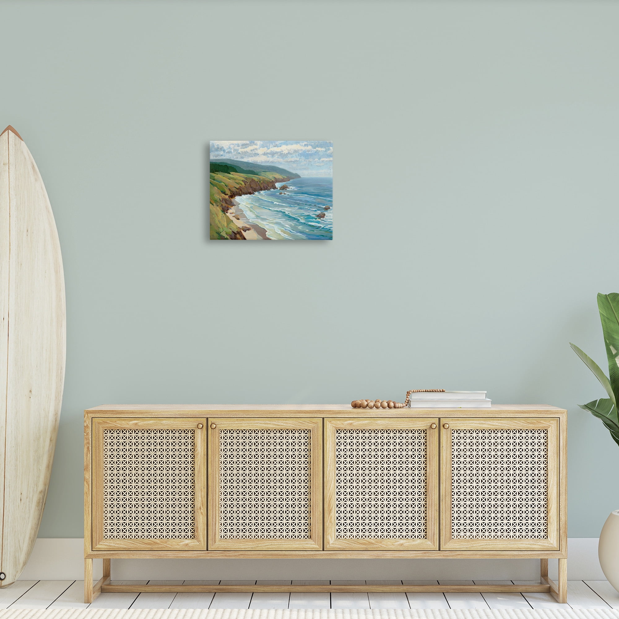 Stupell Industries Overlooking Beach Cliffs Landscape Painting Gallery Wrapped Canvas Art Print Wall Art, 20 x 16