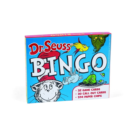 Juego de bingo Fun Express Dr. Seuss con 32 tarjetas de juego para mayores de 6 años