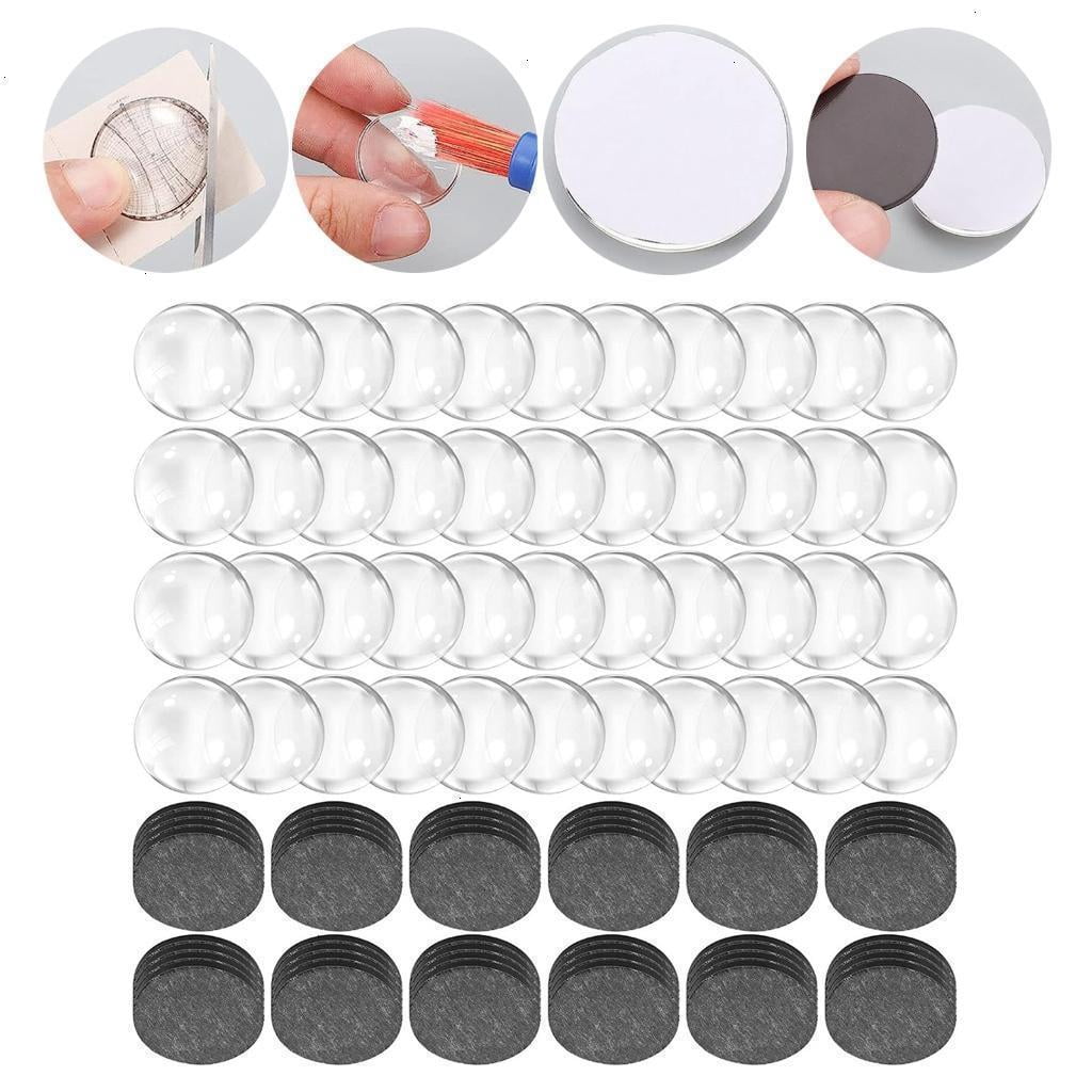 NANMELX 48Pcs Clear Glass Cabochons and Craft Magnets with Adhesive Backing for Fridge