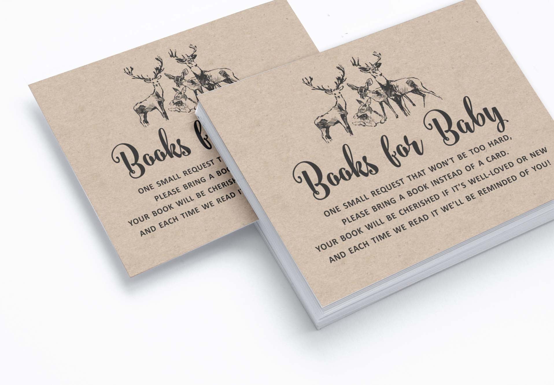 Inkdotpot 30Deer Jungle Animals Baby Shower Rustic Book Request Cards Bring A Book Instead Of A Card Baby Shower Invitations Inserts Games