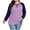2-Purple, variant on Tops for Women Plus Size Long Sleeved Color Blocking Round Neck Casual Solid Color Pullover Loose Raglan Top 1-White XXL