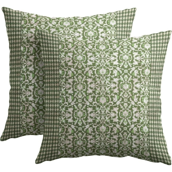 Green Antique Pillow Covers 20x20 Inch Vintage Floral Block Print Decorative Throw Pillows Set of 2 Retro Turkish Pillowcases for Couch Indoor Outdoor Home Decor