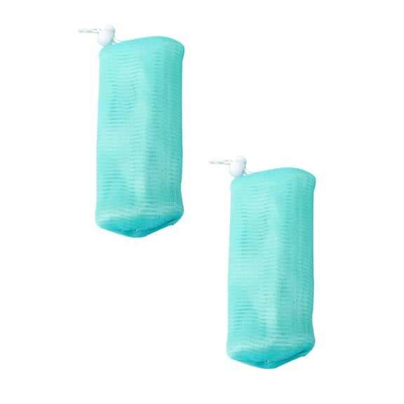 2 Pcs Mesh Bar Soap Pouch - Exfoliating Mesh Soap Bag - Flexible Drawstring Holder - Portable Travel Case, 3.54x6.29 Inch, Green