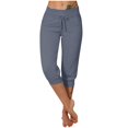 thumbnail image 2 of Women's High Waisted Capri Pants Drawstring Lightweight Stretch Yoga Hiking Joggers Casual Summer Pants with Pockets, 2 of 6