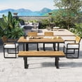thumbnail image 5 of 6 Pieces Outdoor Patio Dining Set, Outdoor Acacia Wood Table and Chairs Set with Bench for Garden & Poolside, Beige, 5 of 10