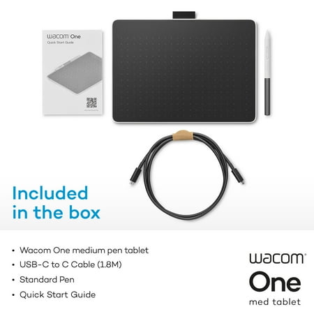 Wacom - One Medium 9.9" x 7.1" Bluetooth Graphics Drawing Tablet - White
