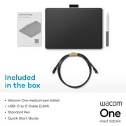 Wacom One Medium Bluetooth Graphics Drawing Tablet, 9.9x7.1 inch; Compatible with Chromebook, Mac, Windows and Android for digital art, photo editing, design; Includes creative software and training