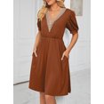thumbnail image 1 of Purcoar Women's Summer Dress Short Sleeve V-Neck Midi Dress With Pocket, 1 of 8