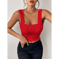 thumbnail image 4 of Tops Cortos de Tirantes Básicos Ajustados Sin Mangas Sexys para Mujer 2025, Rojo, Talla XS, 4 of 7