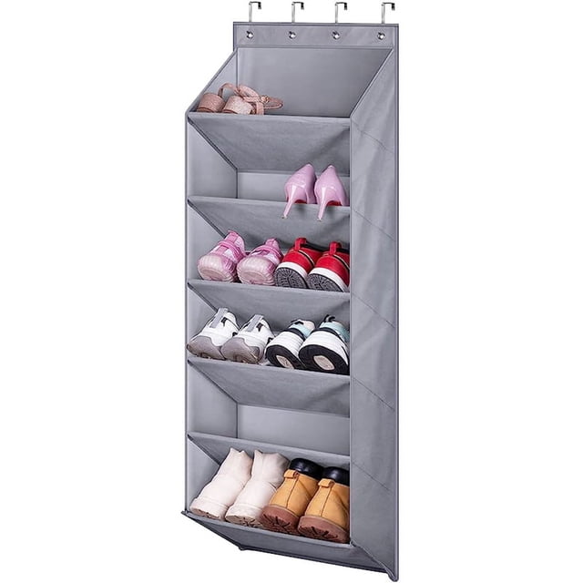 Zapatero de puerta con bolsillos profundos para 12 pares de zapatos para armario y dormitorio con puerta estrecha